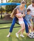 Backyard Pop Up Soccer Goals Set For Kids And Toddlers, Portable 4x3 Feet, dual goals, with a family playing soccer outdoors