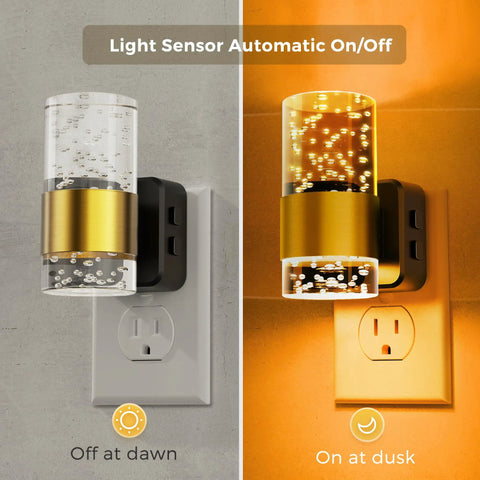 LED Night Light 2-Pack Dimmable Wall Plug Night Lights With Remote Control RGB Color Changing LEDs Dusk To Dawn Sensor