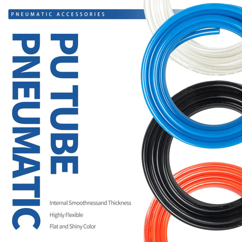 Blue PU Air Hose Three Eighths Inch Outer Diameter, One Quarter Inch Inner Diameter, 32.8 Feet Long For Air Lines Or Fluid Transfer shown coiled