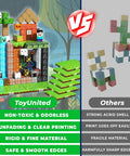 Comparison of Magnetic Building Blocks Set 200 Pieces with 6 Base Plates against other toys, highlighting material and safety features.