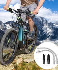 Cyclist in mountains with 32 Piece Bike V Brake Noodle And Cable Guide Tube Set With 90 Degree And 110 Degree Bend Pipes Plus Rubber Boots