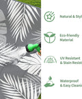Waterproof Outdoor Rug 5x8 Feet Double-Sided Palm Leaf Pattern Grey And White Plastic Patio Mat Easy To Clean