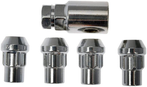 Chrome Wheel Nut Lock Set Acorn Style M12 1 50 Anti Theft Lug Nut Kit, 4-pack, chrome finish, top view