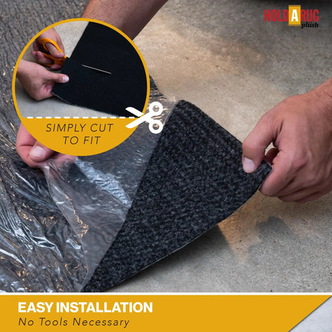 Nonskid Rug Pad 3' x 5' Plush Reversible Gripper One Quarter Inch Thick being cut to fit for easy installation.