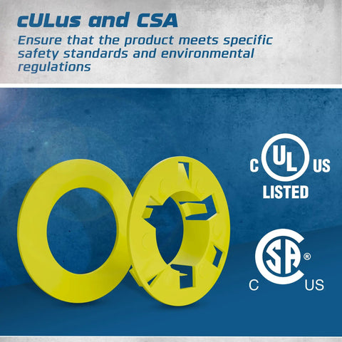 250 Count Polypropylene Wire Pull Bushings For Metal Studs Bulk Pack, safety certified with cULus and CSA logos.