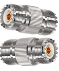 2 Pack PL259 UHF Coax Adapter Gender Changers SO239 Female To Female Connector For CB Radio Antenna 50 Ohm Brass Nickel Plated