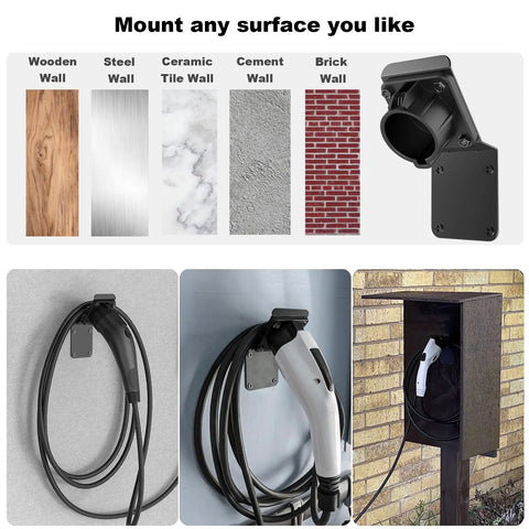 Heavy Duty Wall Mount Charger Holder For SAE J1772 EV Chargers With Universal J1772 Plug Organizer Fits All Chargers