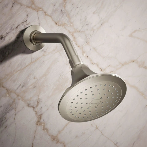 5-1/2 Inch 1-Function Showerhead With Nickel Finish, 2.5 GPM, Air-Induction Technology, wall-mounted Memoirs Collection