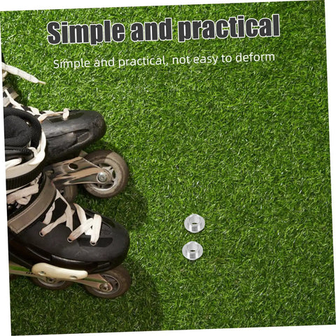 Durable Aluminum Inline Skate Spacers Kit 20 pieces next to rollerblade on grass