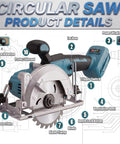5 Inch Brushless Cordless Circular Saw Packing A Beefy 6000 Rpm Spin And Quick Bevel Swaps For Hassle Free Wood And Soft Metal Cutting On Everyday Crew Projects Today with labeled parts.