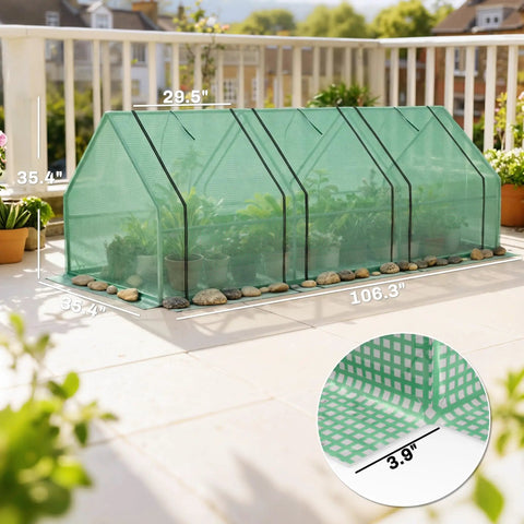 Portable Mini Greenhouse With Zippered Doors And Roll Up Windows, Durable PE Cover, Water Resistant And UV Protected For Outdoor Flowers And Vegetables, Easy Setup Plant Hot House For Your Backyard Garden