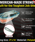 Made In USA 3 Inch By 14 Foot Polyester 2 Ply Lifting Eye To Eye Rigging DD Sling with USA Made Quality