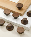 Modern Warm Walnut Wood Cabinet Knobs And Single Hole Drawer Pulls For Dressers Bedroom Furniture Upgrade Fresh Vibe Solid Natural Finish.