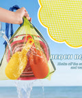 Packable Collapsible Beach Toys for Kids and Toddlers Three Pack Foldable Silicone Sand Buckets with Shovels in mesh bag
