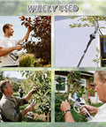 Heavy Duty Cordless Electric Pruning Shears With Telescopic Pole And Lcd Display 21 Volt Dual Battery Kit Sk7 Steel Blades being used for tree pruning.