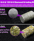 Close-up of Diamond Grinder Bits Kit 46 And 120 Grits One Eighth Inch Shank 42 Piece Stone Carving Drill Bits for engraving and polishing