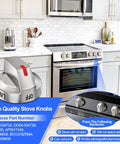 Stove Knob Replacement Set For Samsung Gas Range And Oven DG64-00473A Compatible 5 Pack Fits NX58H5600SS close-up.