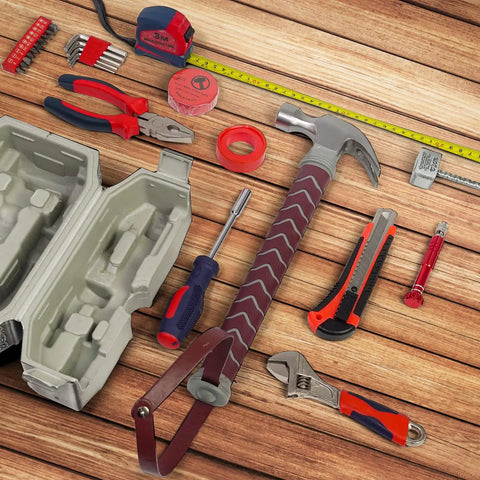 Thor Hammer Tool Set For Home Repair And DIY Projects A Dope Multifunctional Hand Tool Box That Feels Like Real Power displayed on wood
