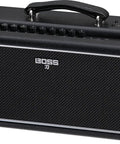 Powerful Wireless Desktop Amplifier For Guitar And Bass With Dual Five Inch Speakers Delivers Rich Stereo Tone shown in black case