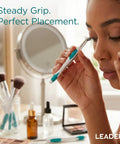Slant Tip Precision Tweezers With Easy Grip Non Slip Rubber Handle For Brows, Facial Hair, Splinters And Ingrown Hair Removal, Stainless Steel, Pinpoint Plucking, Pro Grade Tweezers in use on eyebrow