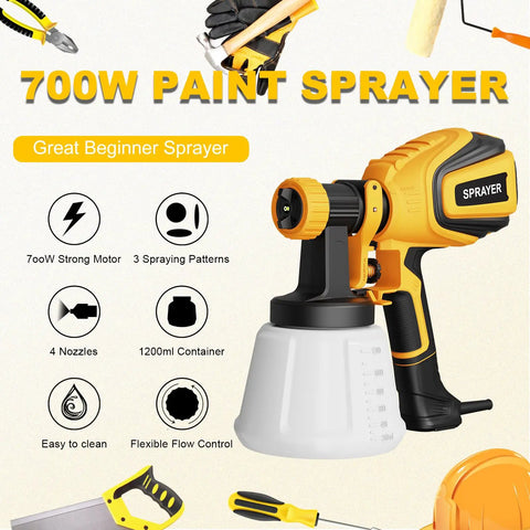 Beast Mode 700W HVLP Paint Sprayer With Four Nozzles And Three Spray Patterns For Furniture Cabinets Fences Walls Doors And Outdoor Furniture, Easy To Clean, Includes Cleaning And Blowing Joints, Great DIY Sprayer