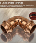 12 Pack Copper Press Fittings Three Quarter Inch By Three Quarter Inch 90 Degree Elbow Zero Lead Copper Coupling For DIY Plumbing Use With Hydraulic Press Tool