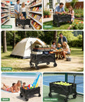 Foldable Utility Wagon With 42 Inch Telescoping Handle And All Terrain Wheels For Groceries Camping Beach Garden And Sports Gear Heavy Duty Collapsible Shopping Cart