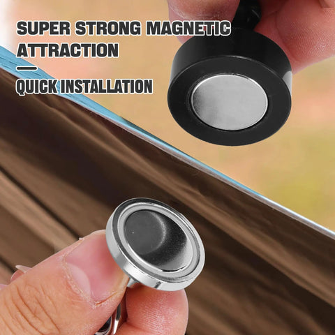 Heavy Duty Magnetic Hook Set For Canopies And Tents With Carabiner Hangers Neodymium Magnets 11 Lbs Load close-up installation