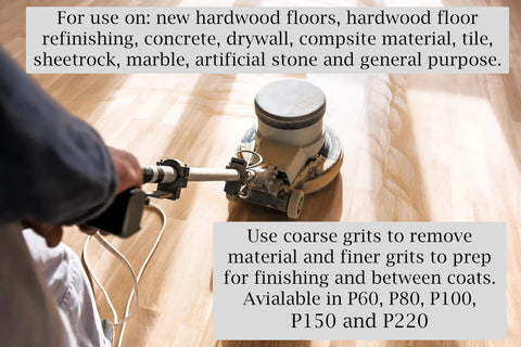 Silicon Carbide 60 Grit Screen Sanding Discs, 17 Inch, Two-Sided Mesh Discs, 10-Pack for Floor Refinishing in use on wood surface