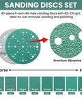 Do It All 6 Inch Sanding Pads And Discs Kit With Tear Resistant 49 Hole Film Sandpaper Grit 40 To 320 For Auto Body Metal