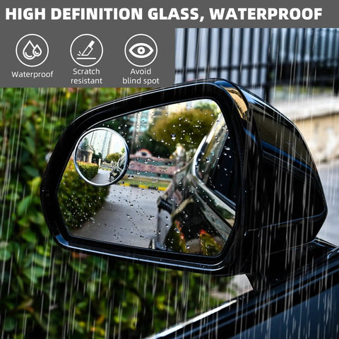 Two Pack 2 Inch Round Blind Spot Mirrors With Rust Resistant Frame And HD Real Glass For Cars SUVs Trucks Motorcycles RVs Boats