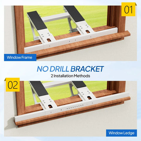 No Drill Window AC Bracket For Easy 3 Minute Install Heavy Duty Steel Construction Supports Up To 220 Lbs Fits Most Windows
