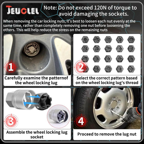 22 Piece Wheel Lock Nut Key Kit For VW Volkswagen Cars Anti Theft Lug Nut Socket Set All In One No Fuss Tool use guide