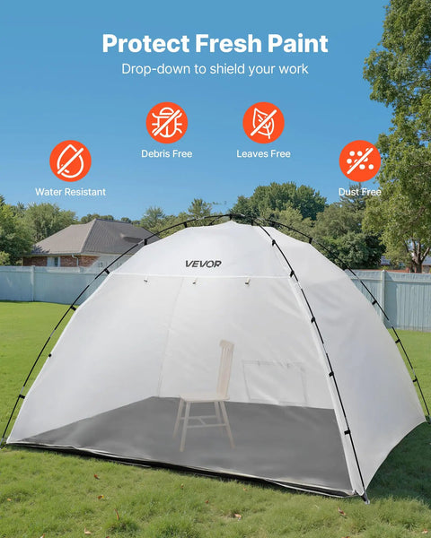Portable Paint Booth Tent With Built In Floor And Mesh Screen Huge 115.35 By 90.55 By 74 Inch Spray Shelter for cabinets outdoors