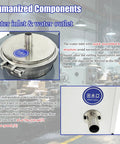 Badass Pneumatic Chip And Sludge Removal Machine Filters CNC Cooling Oil Clears Metallic Gunk And Powder Sediment Keeps Your Fluids Fresh And Shop Workflow Smooth water inlet and outlet components in stainless steel.