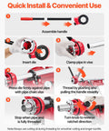 Step-by-step guide for Ratcheting Pipe Threader Kit With Four Dies And Portable Toolbox For Easy Plumbing Install And Repair process