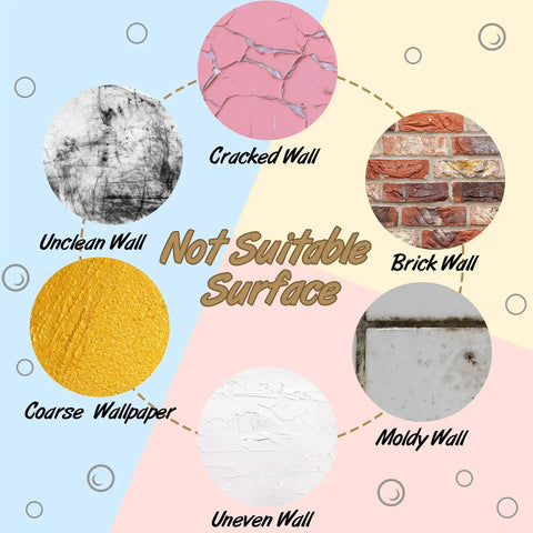Not suitable surfaces for Laundry Room Wall Decal Set With Wash Dry Fold Repeat Bubble Stickers Funny Sign