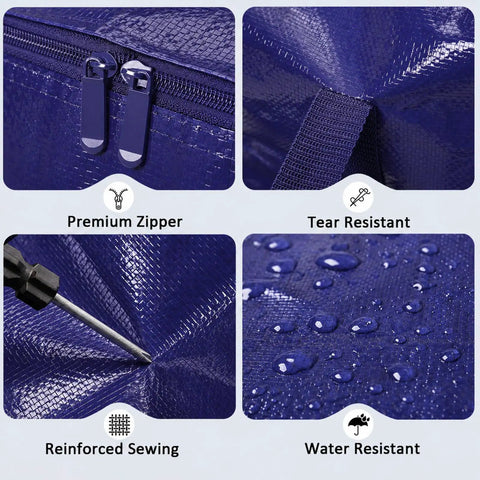 Heavy Duty Moving Bags 6 Pack Large Storage Bags With Zipper And Handles Waterproof Tote Bags close-up showing durability features