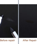 Before and after using 17 Piece Quick Fix Furniture Repair Kit with 8 Touch Up Markers And 8 Wax Sticks Plus Sharpener