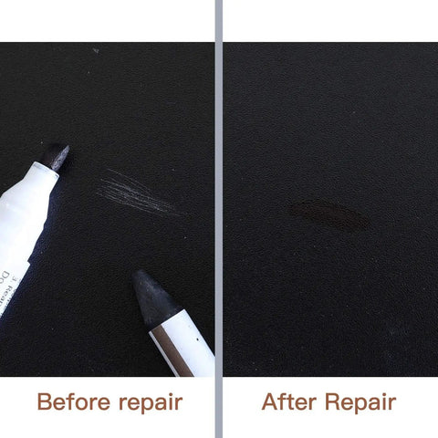 Before and after using 17 Piece Quick Fix Furniture Repair Kit with 8 Touch Up Markers And 8 Wax Sticks Plus Sharpener