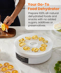 Total Game Changer Digital Food Dehydrator With Five Roomy Trays Variable Heat Controls And An Easy Forty Eight Hour Timer So You Can Turn Out Crispy Snacks Smooth Jerky And Dried Herbs Daily with sliced oranges and dried fruit.