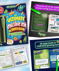 Klutz Lego Gear Bots Science Building Kit With Invisible Ink Activity Book showing cover and activity pages with UV pen.