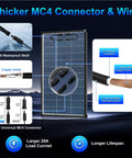 Heavy Duty 200 Watt Bifacial Solar Panel 2 Piece Bundle 12V N Type showing thicker MC4 connectors and wire details.