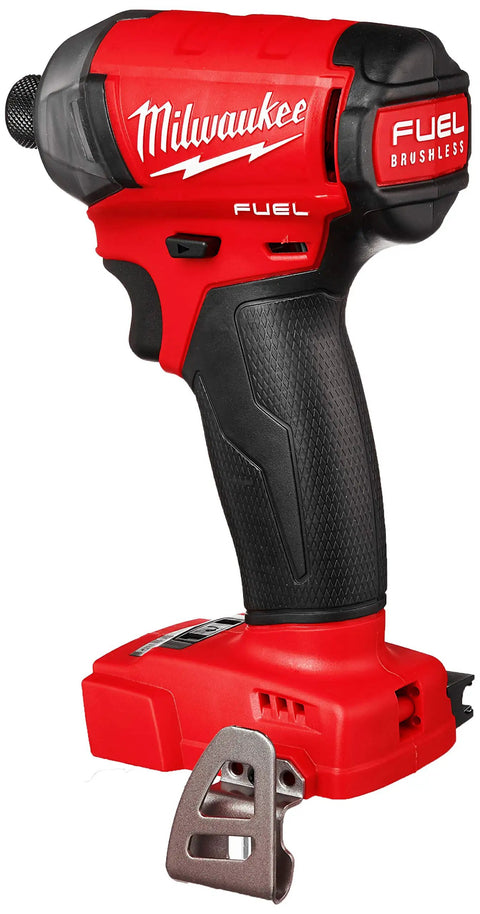 M18 Fuel Hex Hydraulic Driver with Quiet Fluid Drive Powertrain and Powerstate Brushless Motor, front view, red and black.