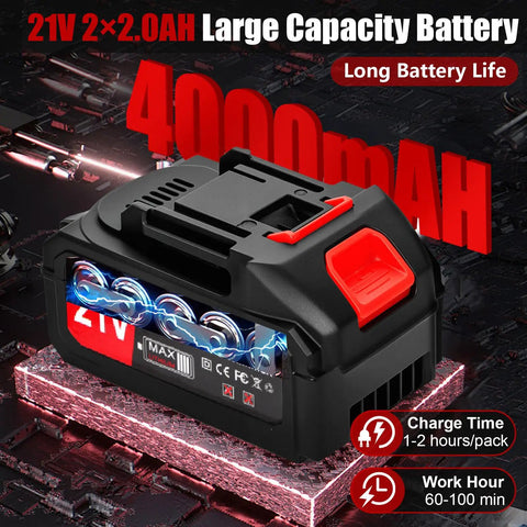 21V 2.0AH rechargeable battery for Cordless Weed Wacker 3-In-1 Grass Trimmer, efficient power source for extended yard work