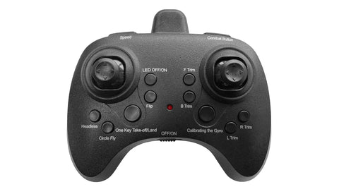 Remote control for FightStar Battle Drone Set RTF Red And Blue Ready To Fly With Infrared Battle Mode, showing buttons and controls.