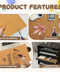 Product features for Ten Piece Natural Cork Self Adhesive Sheets Eight Point Three By Eleven Point Seven Inches One Millimeter Thick.