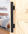 Solid Brass Sliding Barn Door Handles Set Featuring 12 Inch Two Sided Design Heavy Duty Mounting Hardware for indoor use
