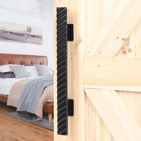 Solid Brass Sliding Barn Door Handles Set Featuring 12 Inch Two Sided Design Heavy Duty Mounting Hardware for indoor use