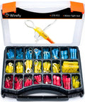 All In One Heat Shrink Wire Connectors Kit For Marine And Auto Use With Insulated Ring Spade Fork Hook Crimp Terminals And Butt Connectors Quick Disconnects 22 To 10 Gauge 270 Pc Set With Durable Translucent Tubing in open case